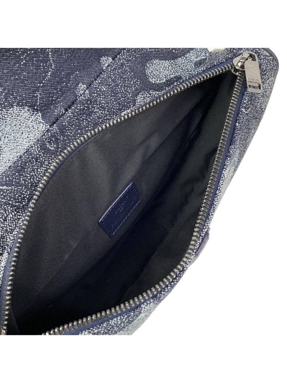 Dior Shoulder Bag Dark Navy Gray Leather - Picture 10 of 15